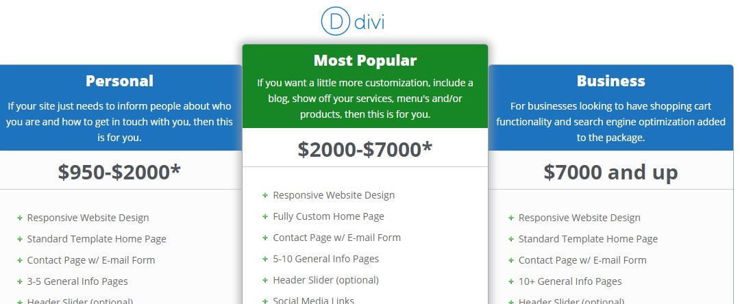 Customizing the Pricing Table in Divi