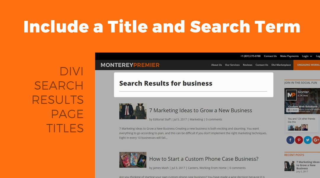 Add a Title and Search Term to your Divi Search Results Page