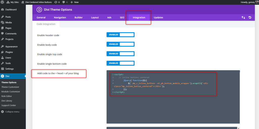 Divi Centered Inline Buttons | Quiroz.co